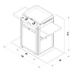 Combo Plancha Gaz Fusion 60 Inox Marin 2 Brûleurs Avec Chariot - ENO -Foyer Extérieur Pour Barbecue combo fusion 60 inox eno 3224780043386 6