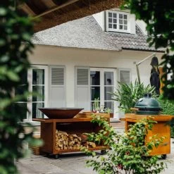 Brasero Plancha Island Corten PRO 100 Bois De Teck + Housse - Ofyr -Foyer Extérieur Pour Barbecue ofyr island pro 100 teck 2020000022121 4