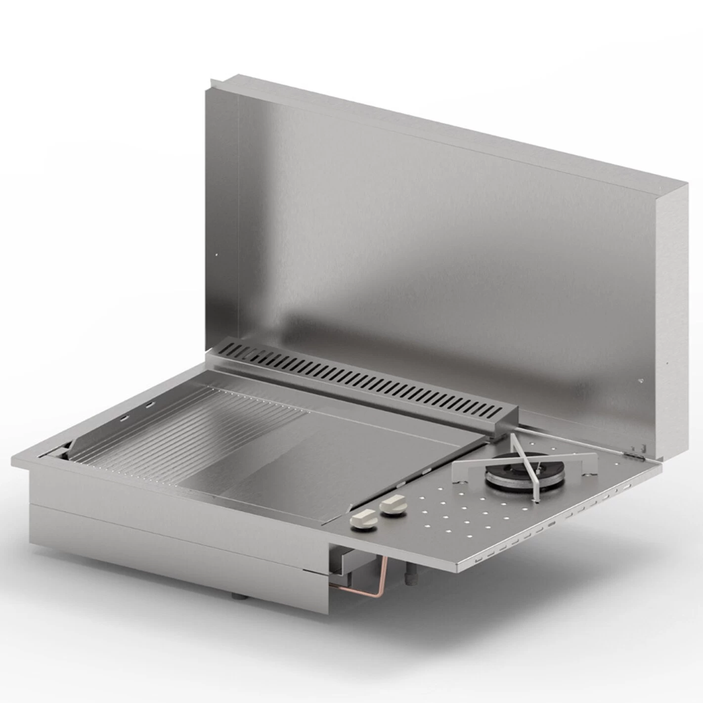 Plancha Gaz Encastrable Oasi 80 Lisse Rainurée Feu Dual - Planet 1 Plancha Gaz Encastrable Oasi 80 Lisse Rainurée Feu Dual - Planet