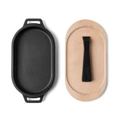 Poêle Ovale Fonte + Manche Amovible + Base En Bois - Ooni 9 Poêle Ovale Fonte + Manche Amovible + Base En Bois - Ooni -Foyer Extérieur Pour Barbecue poele ovale fonte ooni 5060568342023 2